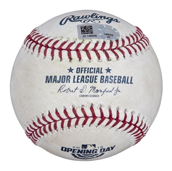 2018 Joey Votto Reds Game Used OML Manfred Baseball Used on 3/30/2018 For 1st Hit of 2018 Season (MLB Authenticated)